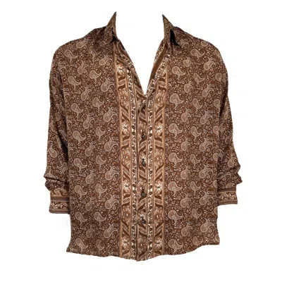 Monzlapur New York Women's Brown Paisley Crepe Long Sleeve Shirt - Bronze
