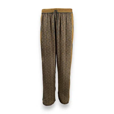 Monzlapur New York Women's Gold Paisley Motif Pant With Stripe - Mustard In Multi
