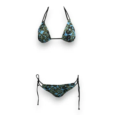 Monzlapur New York Women's Green / Blue Serpent Bikini - Blue X Olive