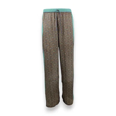 Monzlapur New York Women's Green Paisley Motif Pant With Stripe- Mint In Brown