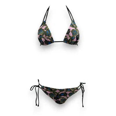 Monzlapur New York Women's Green / Pink / Purple Serpent Bikini - Pink X Blue X Olive