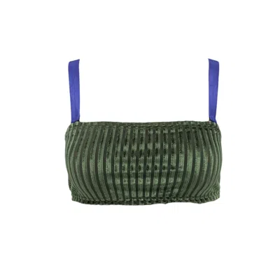 Monzlapur New York Women's Green Velvet Stripe Bandeau