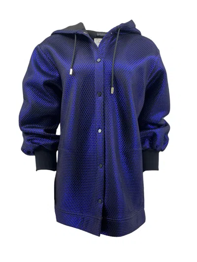 Monzlapur New York Women's Metallic Neoprene Hoodie - Blue