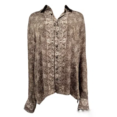 Monzlapur New York Women's Paisley Crepe Long Sleeve Shirt - Brown