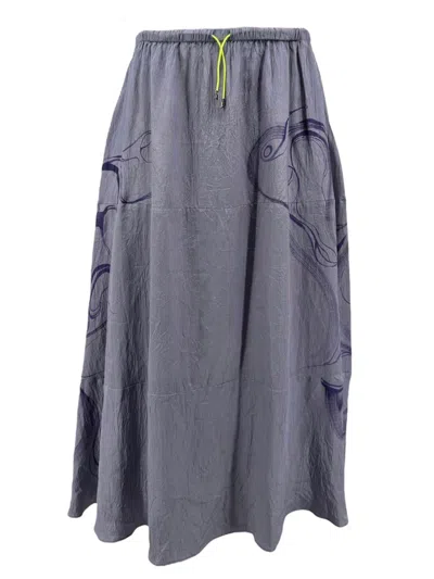 Monzlapur New York Women's Pink / Purple Hand-painted Lilac A-line Skirt In Gray
