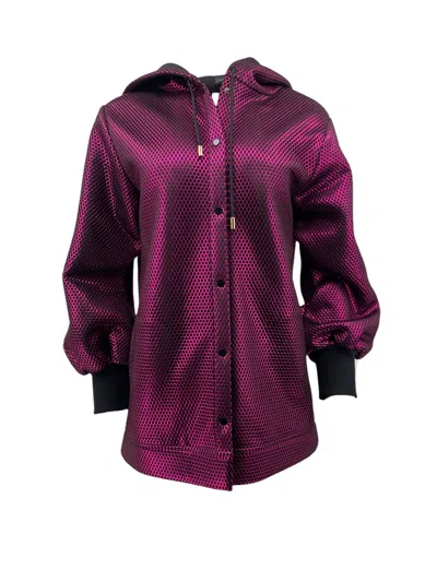 Monzlapur New York Women's Pink / Purple Metallic Neoprene Hoodie - Magenta In Pink/purple
