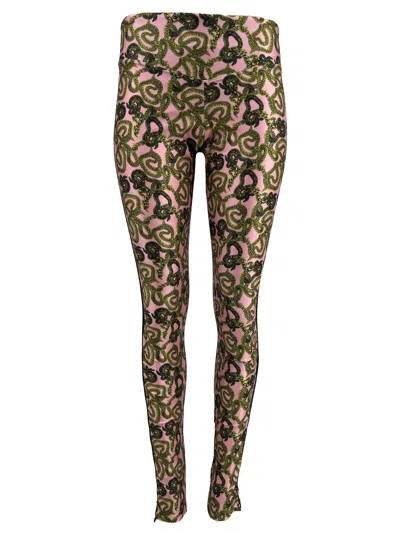 Monzlapur New York Women's Pink / Purple Snake Pant With Piping - Bubble Gum In Pink/purple