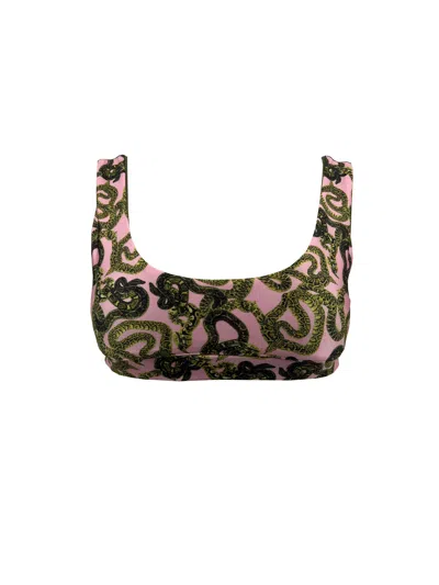 Monzlapur New York Women's Pink / Purple Snake Print Bralette - Bubble Gum In Pink/purple