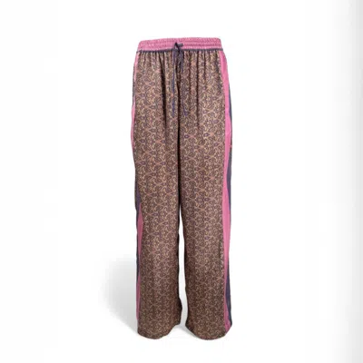 Monzlapur New York Women's Pink / Rose Gold Paisley Motif Pant With Stripe - Rosé In Brown