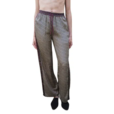 Monzlapur New York Women's Purple Embossed Botanic Crepe Pant - Forest Plum In Animal Print