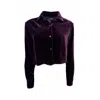 Monzlapur New York Women's Purple Silk Velvet Cropped Shirt - Vino In Purple
