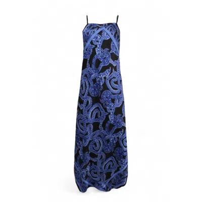Monzlapur New York Women's Silk Serpent Noir Dress - Maxi - Electric Blue