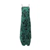 Monzlapur New York Women's Silk Serpent Noir Dress - Maxi - Forest Green In Multi