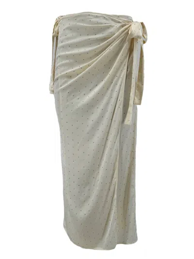 Monzlapur New York Women's White Ivory Satin Wrap Skirt With Crystals