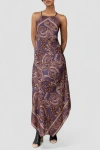 Monzlapur Silk Snake Scarf Maxi Dress In Brown