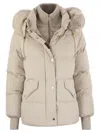 Moo Rer Attica Stp Short Down Jacket With Hood And Fur In White