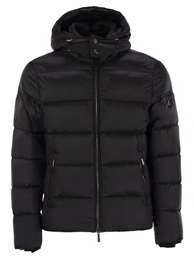 Moo Rer Brett Hooded Down Jacket In Blue