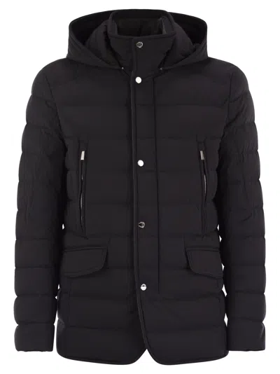 Moo Rer Craig Hooded Down Jacket In Blue