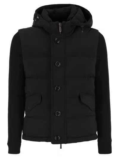 Moo Rer Foscolo Knm Bomber Jacket With Knitted Sleeves In Black