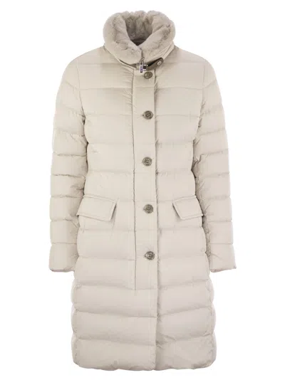 Moo Rer Vetiver S3 Long Down Jacket In White