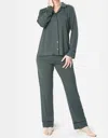 Mood Pajamas Ultra Soft Notch Collar Pajama Set In Fern In Grey