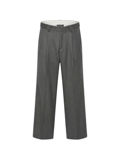 Mood Pinstripe-pattern Pleated Trousers In Gray