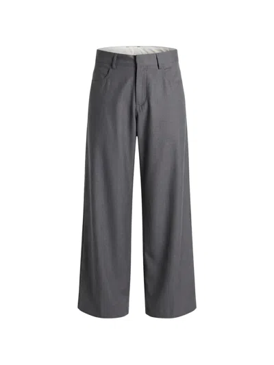 Mood Wide-leg Pressed-crease Trousers In Gray