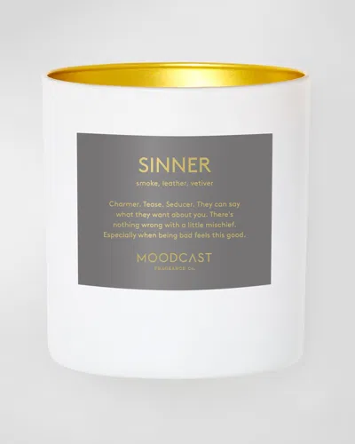 Moodcast Fragrance Co. Sinner Candle, 8 Oz. In White And Gold