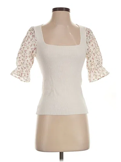 Pre-owned Moodie Short Sleeve Top Ivory Sweetheart Neckline Tops
