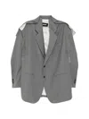 Moohong Deconstructed Striped Jacket In Gray