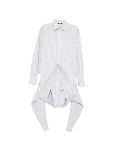 Moohong Double Sleeve Striped Shirt In White