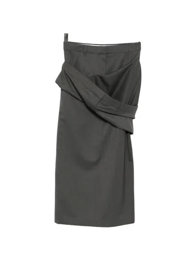 Moohong Layered Midi Skirt In Gray