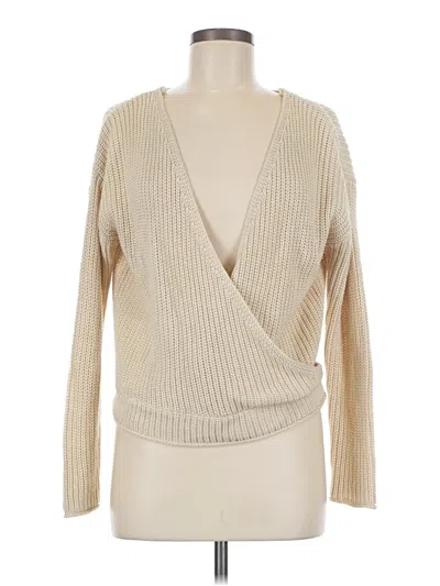 Pre-owned Moon & Madison Long Sleeve Top Ivory Plunge Neckline Tops