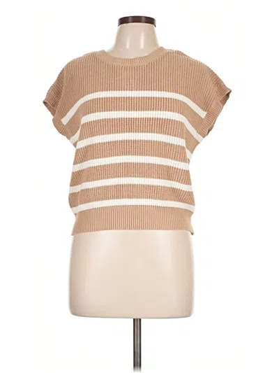 Pre-owned Moon & Madison Short Sleeve Top Tan Boatneck Tops