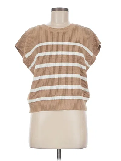 Pre-owned Moon & Madison Short Sleeve Top Tan Boatneck Tops
