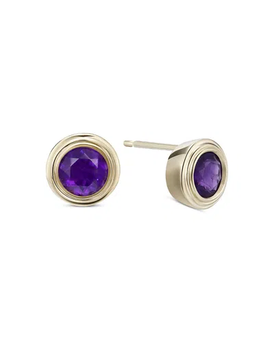 Moon & Meadow 10k Yellow Gold Amethyst February Birthstone Bezel Stud Earrings