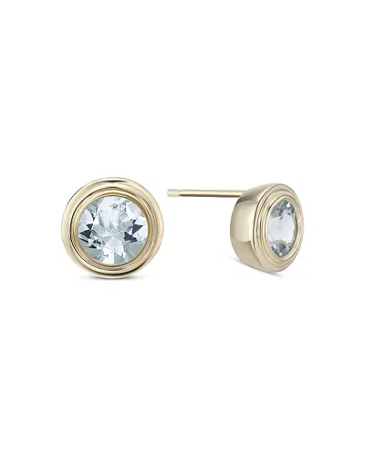Moon & Meadow 10k Yellow Gold Aquamarine March Birthstone Bezel Stud Earrings