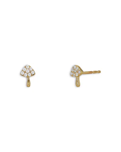 Moon & Meadow 10k Yellow Gold Diamond Mushroom Stud Earrings, 0.1 Tcw In Multi