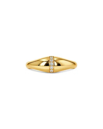 Moon & Meadow 10k Yellow Gold Diamond Signet Ring, 0.025 Tcw