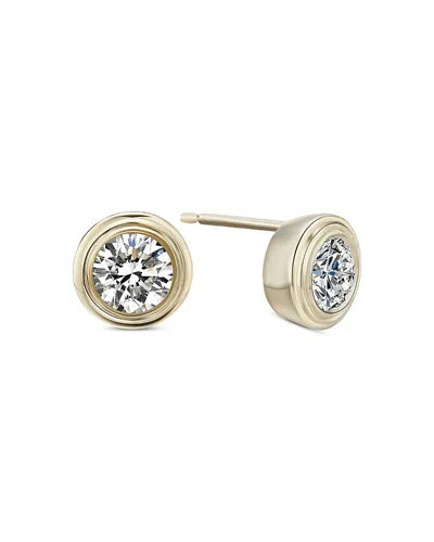 Moon & Meadow 10k Yellow Gold Lab Grown Diamond April Birthstone Bezel Stud Earrings, 1 Tcw