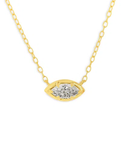 Moon & Meadow 10k Yellow Gold Lab Grown Diamond Marquis Solitaire Pendant Necklace, 16-18 - Exclusive