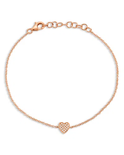 Moon & Meadow 14k Gold Diamond Pave Heart Chain Bracelet, 0.04 Tcw