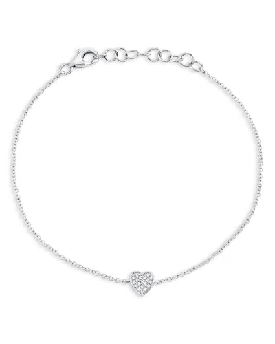 Moon & Meadow 14k Gold Diamond Pave Heart Chain Bracelet, 0.04 Tcw