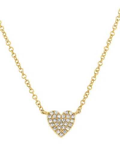 Moon & Meadow 14k Gold Diamond Pave Small Heart Pendant Necklace, 0.09 Tcw