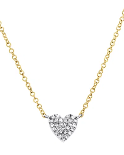 Moon & Meadow 14k Gold Diamond Pave Small Heart Pendant Necklace, 0.09 Tcw In Multi
