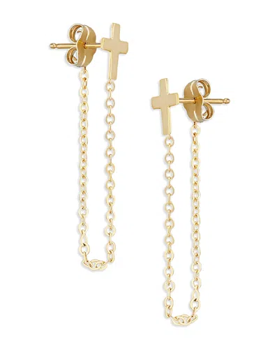 Moon & Meadow 14k Yellow Cross Draped Chain Earrings - Exclusive In Gold