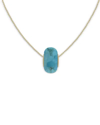 Moon & Meadow 14k Yellow Gold Compressed Turquoise Rondelle Pendant Necklace, 16-18 - Exclusive In Metallic