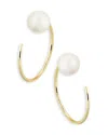 Moon & Meadow 14k Yellow Gold Cultured Freshwater Pearl Hoop Earrings In Gold