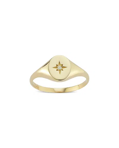 Moon & Meadow 14k Yellow Gold Diamond Accent Signet Ring In Pink