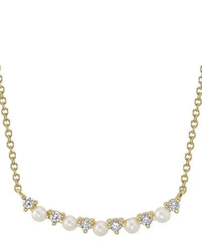 Moon & Meadow 14k Yellow Gold Diamond & Cultured Pearl Necklace, 18 In Multi